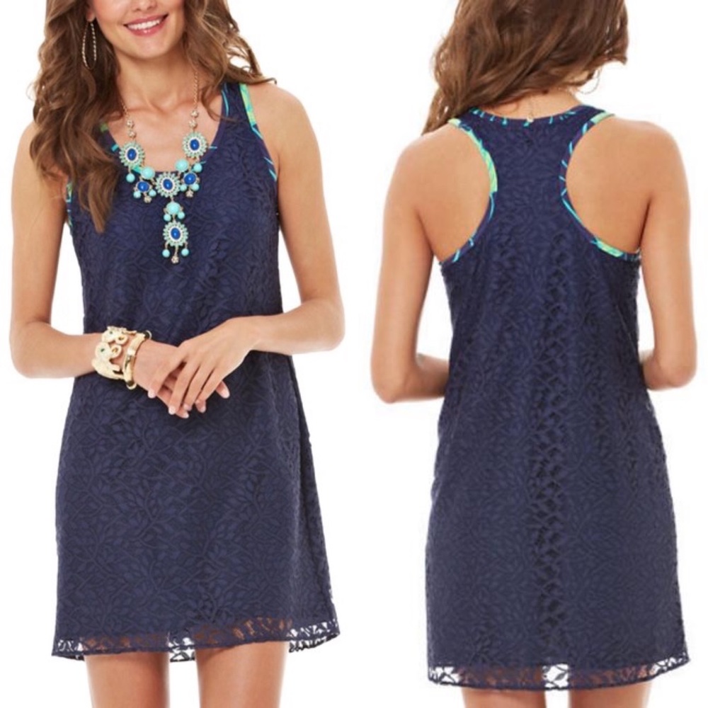 Lilly Pulitzer Betty True Navy Jungle Lace Dress